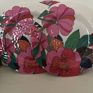 Set of 3 Trina Turk Plates floral fuchsia hibiscus melamine plates